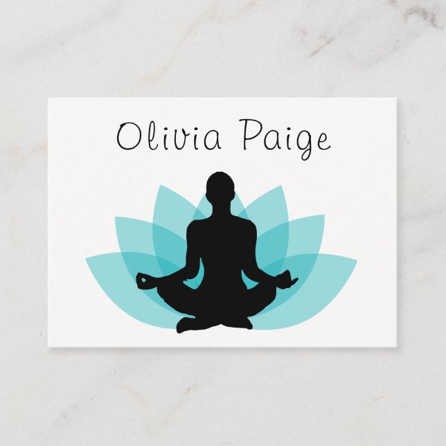 Yoga Instructor Meditation Lotus Flower Feminine Business Card (Front)