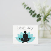Yoga Instructor Meditation Lotus Flower Feminine Business Card (Standing Front)
