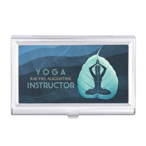 YOGA Instructor Meditation Pose Bodhi Leaf Cut Art Business Card Case