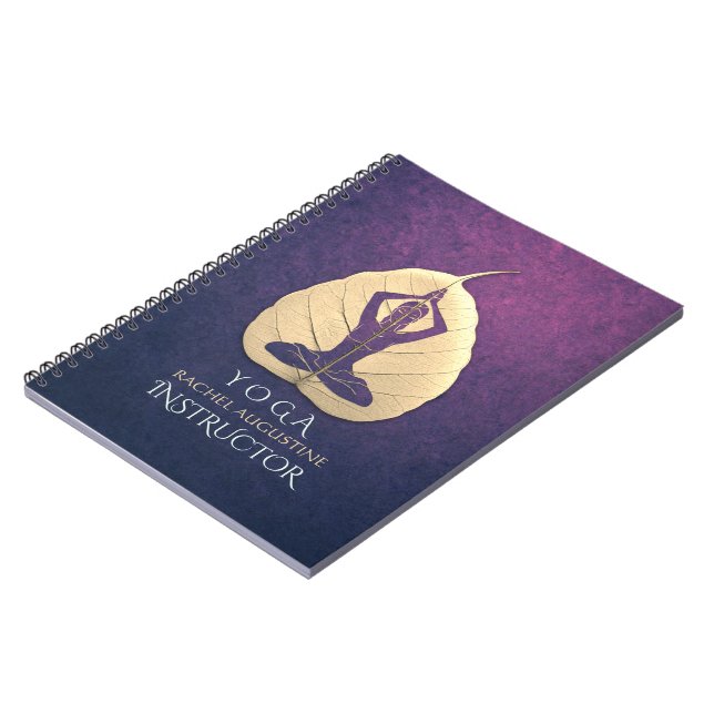 YOGA Instructor Meditation Pose Bodhi Leaf Cut Art Notebook (Left Side)
