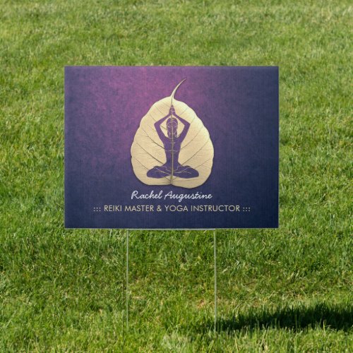 YOGA Instructor Meditation Pose Bodhi Leaf Cut Art Sign