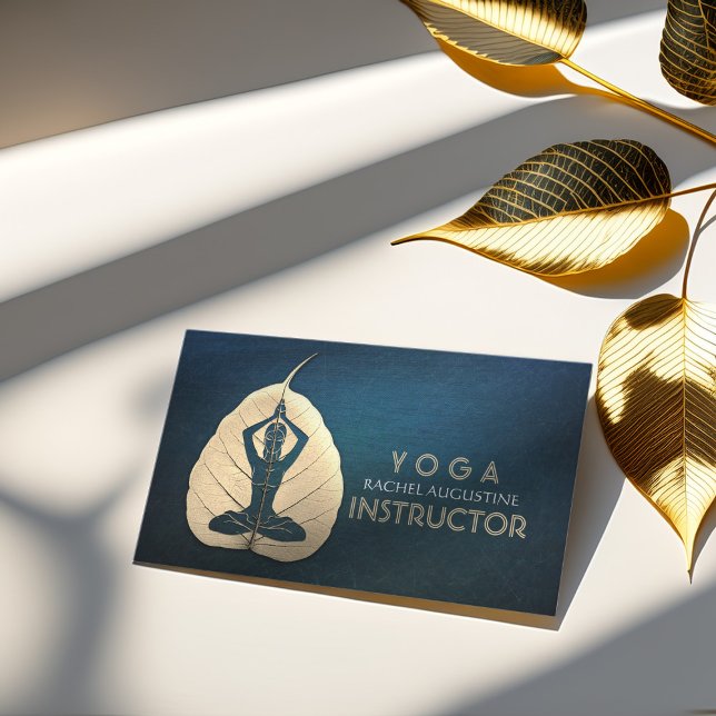 YOGA Instructor Meditation Pose Bodhi Leaf Cutting Business Card (Creator Uploaded)
