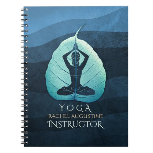 YOGA Instructor Meditation Pose Bodhi Leaf Cutting Notebook