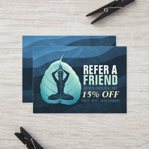 YOGA Instructor Meditation Pose Bodhi Leaf Cutting Referral Card