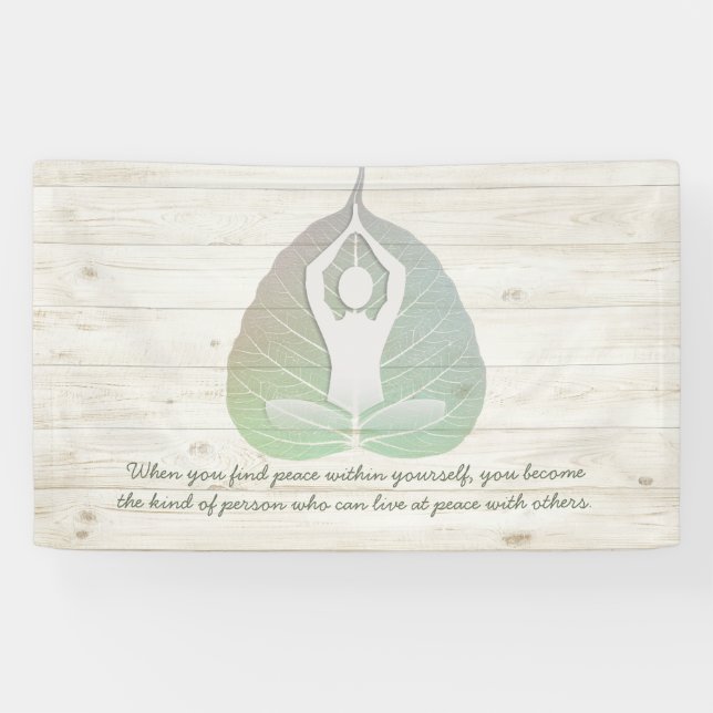 Yoga Instructor Meditation Pose Bodhi Leaf Quotes Banner (Horizontal)
