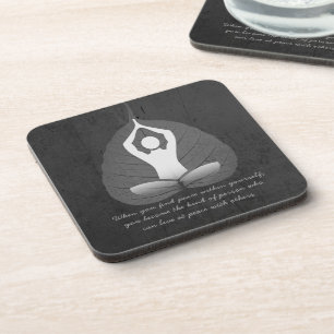 Yoga Instructor Meditation Pose Bodhi Leaf Quotes  Beverage Coaster