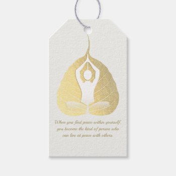 Yoga Instructor Meditation Pose Bodhi Leaf Quotes  Gift Tags by ReadyCardCard at Zazzle
