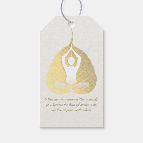 Yoga Instructor Meditation Pose Bodhi Leaf Quotes  Gift Tags