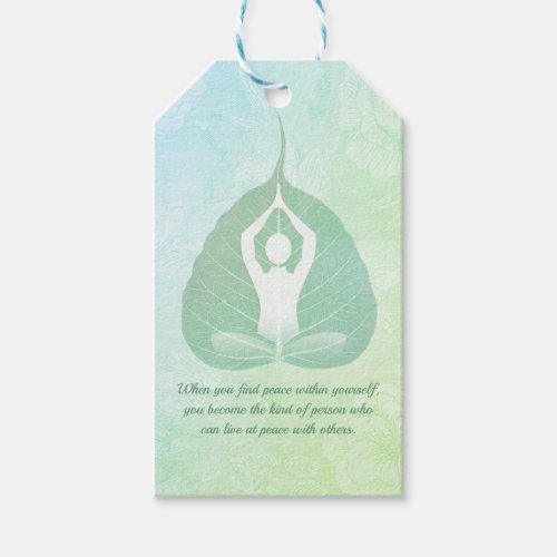 Yoga Instructor Meditation Pose Bodhi Leaf Quotes  Gift Tags