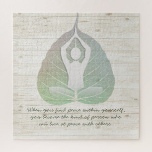 Yoga Instructor Meditation Pose Bodhi Leaf Quotes Jigsaw Puzzle