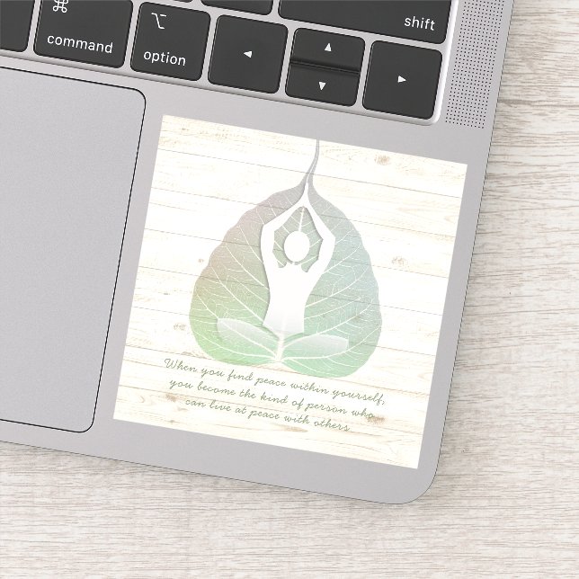 Yoga Instructor Meditation Pose Bodhi Leaf Quotes Sticker (Detail)