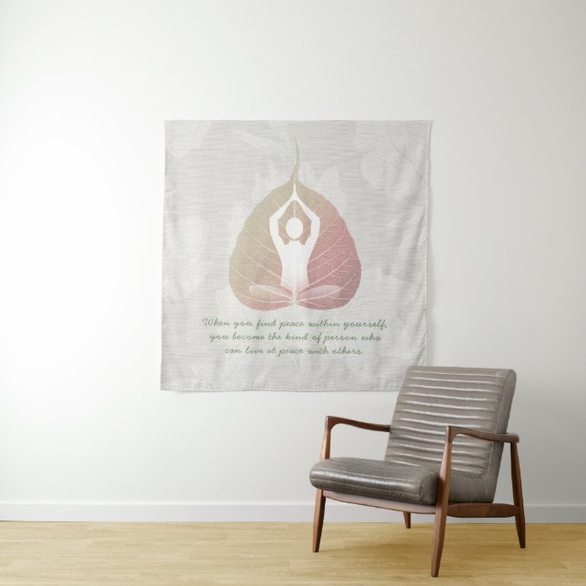 Yoga Instructor Meditation Pose Bodhi Leaf Quotes  Tapestry (In Situ)