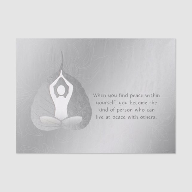 Yoga Instructor Meditation Pose Bodhi Leaf Quotes  Tissue Paper (Front)