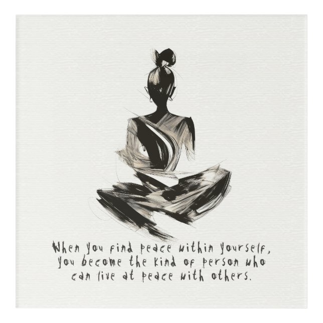 Yoga Instructor Meditation Pose Brush Stroke Quote Acrylic Print (Front)