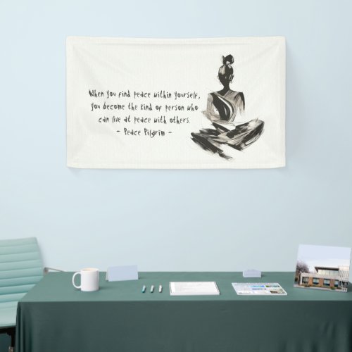 Yoga Instructor Meditation Pose Brush Stroke Quote Banner