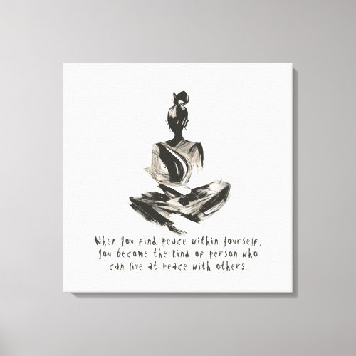 Yoga Instructor Meditation Pose Brush Stroke Quote Canvas Print