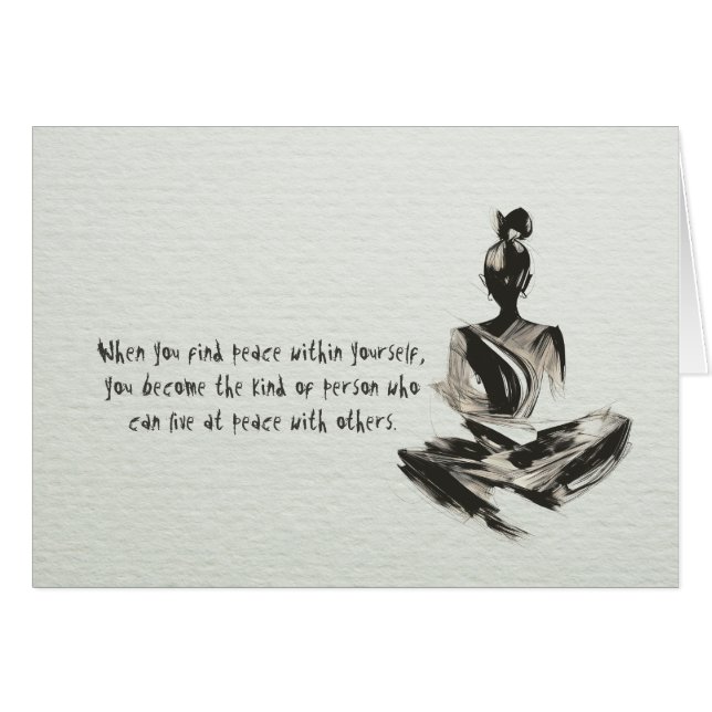 Yoga Instructor Meditation Pose Brush Stroke Quote Cards (Front Horizontal)
