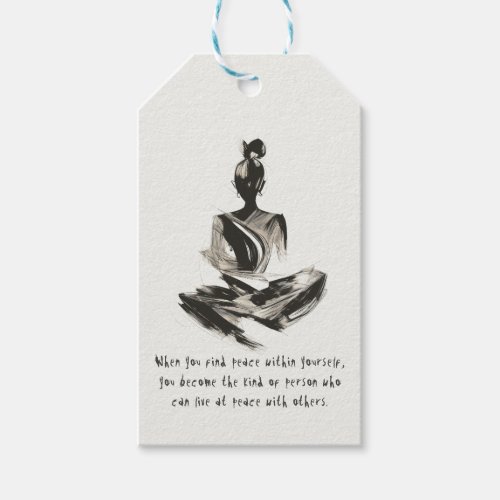 Yoga Instructor Meditation Pose Brush Stroke Quote Gift Tags