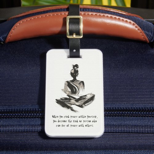 Yoga Instructor Meditation Pose Brush Stroke Quote Luggage Tag