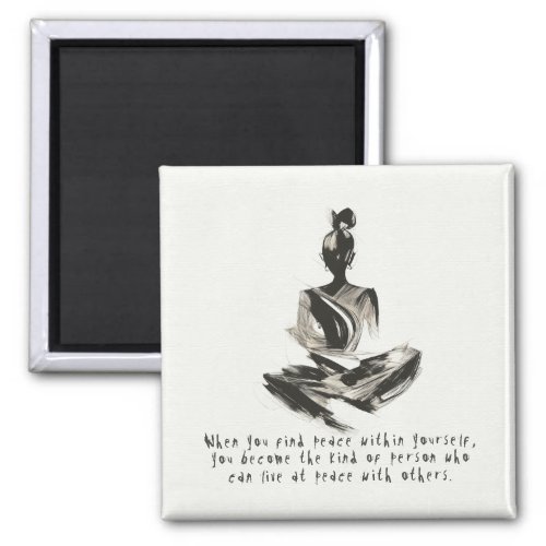 Yoga Instructor Meditation Pose Brush Stroke Quote Magnet