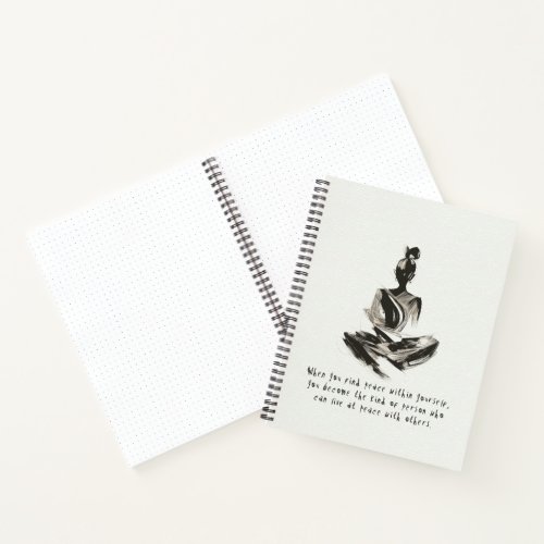 Yoga Instructor Meditation Pose Brush Stroke Quote Notebook