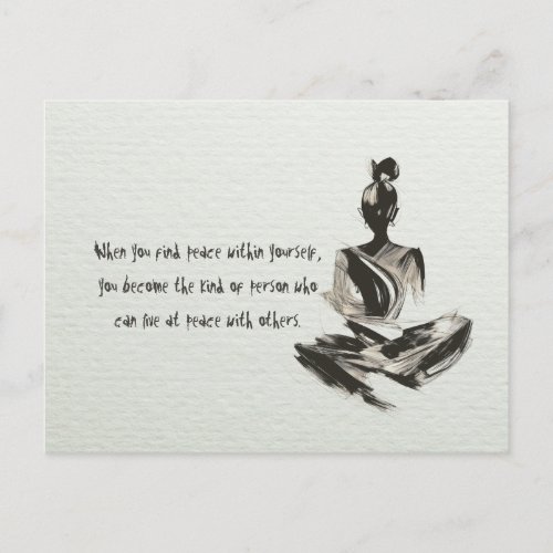 Yoga Instructor Meditation Pose Brush Stroke Quote Postcard