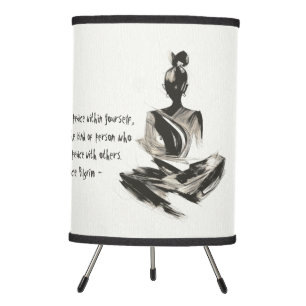 Yoga Instructor Meditation Pose Brush Stroke Quote Tripod Lamp