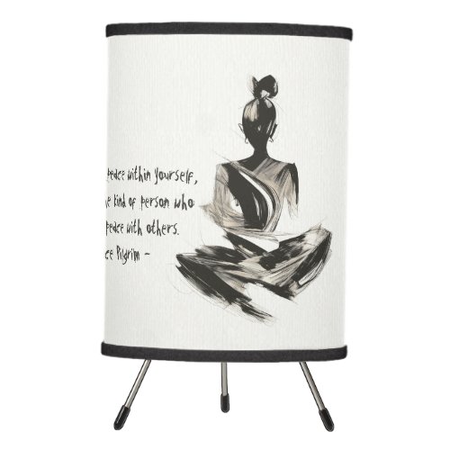 Yoga Instructor Meditation Pose Brush Stroke Quote Tripod Lamp