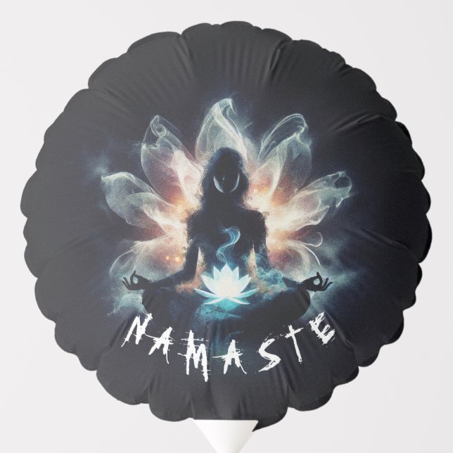 Yoga Instructor Meditation Pose Glowing Mist Lotus Balloon (Front)