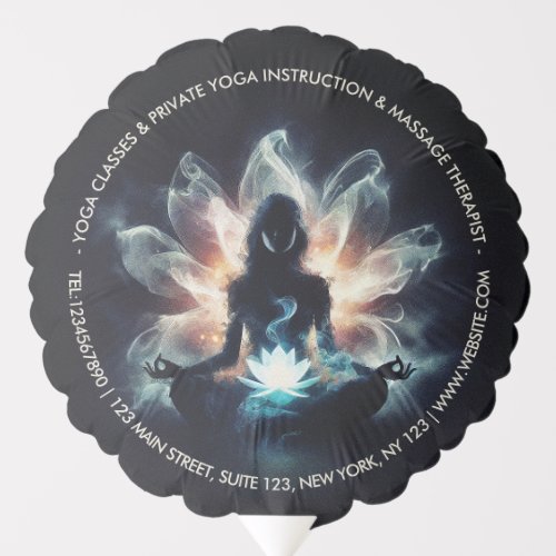 Yoga Instructor Meditation Pose Glowing Mist Lotus Balloon