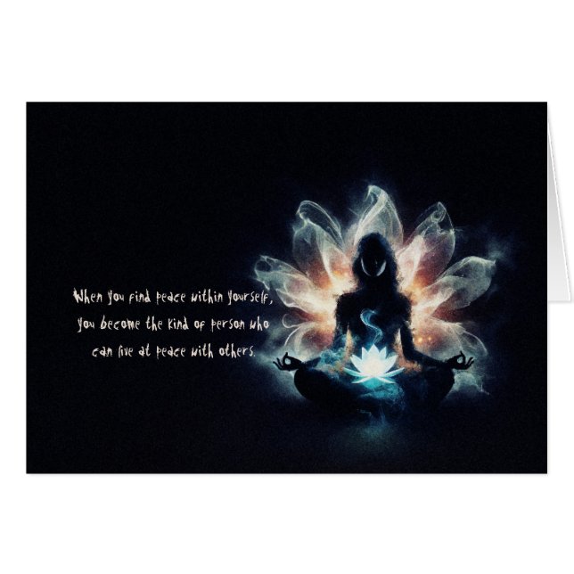 Yoga Instructor Meditation Pose Glowing Mist Lotus Cards (Front Horizontal)