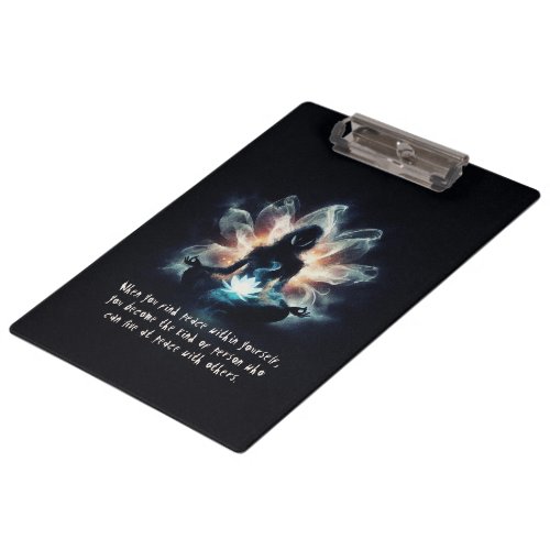 Yoga Instructor Meditation Pose Glowing Mist Lotus Clipboard