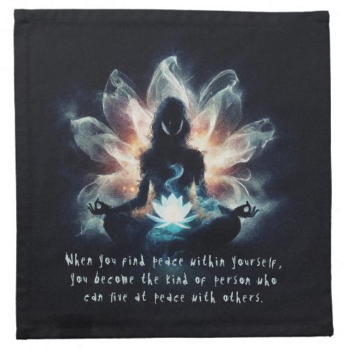 Yoga Instructor Meditation Pose Glowing Mist Lotus Cloth Napkin