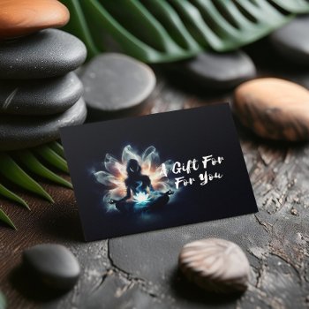 Yoga Instructor Meditation Pose Glowing Mist Lotus Discount Card by ReadyCardCard at Zazzle