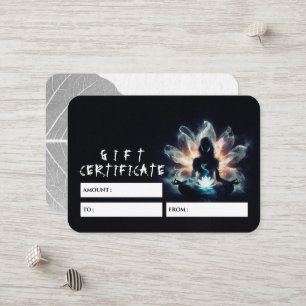 Yoga Instructor Meditation Pose Glowing Mist Lotus Discount Card