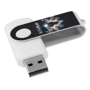 Yoga Instructor Meditation Pose Glowing Mist Lotus Flash Drive