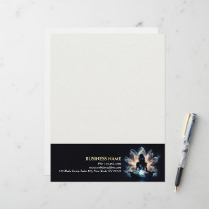 Yoga Instructor Meditation Pose Glowing Mist Lotus Letterhead
