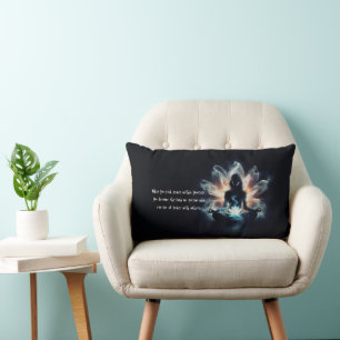 Yoga Instructor Meditation Pose Glowing Mist Lotus Lumbar Pillow