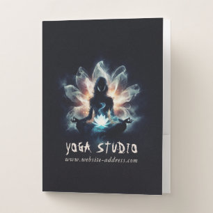 Yoga Instructor Meditation Pose Glowing Mist Lotus Pocket Folder