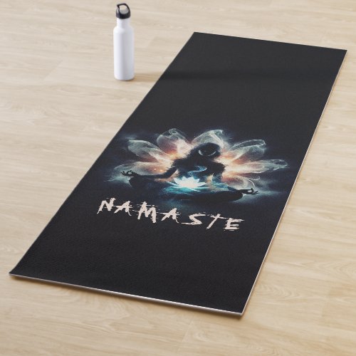 Yoga Instructor Meditation Pose Glowing Mist Lotus Yoga Mat