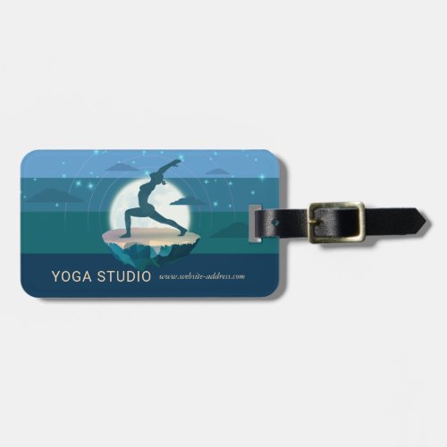 Yoga Instructor Meditation Pose Moon Flying Island Luggage Tag