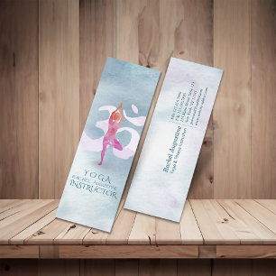 Yoga Instructor Meditation Pose Om Sign Watercolor Mini Business Card