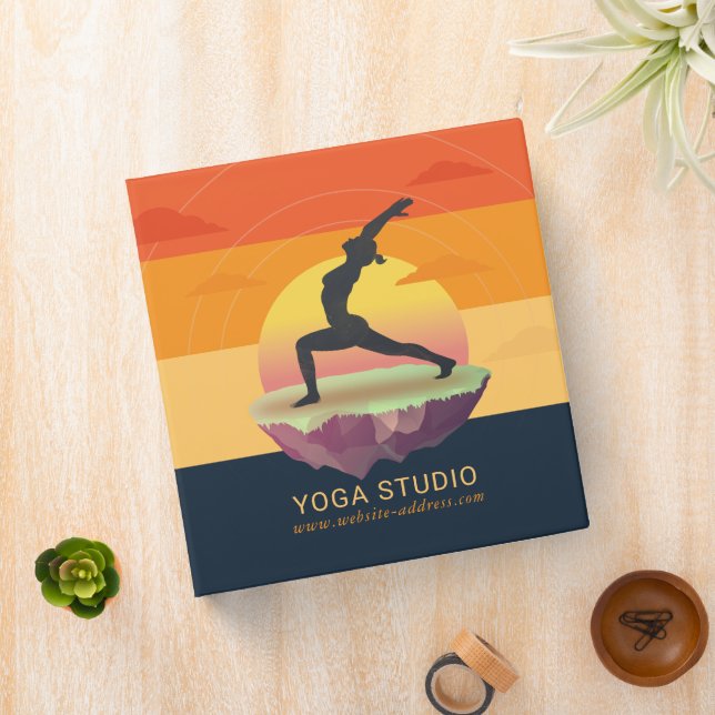 Yoga Instructor Meditation Pose Sun Flying Island 3 Ring Binder (In Situ)