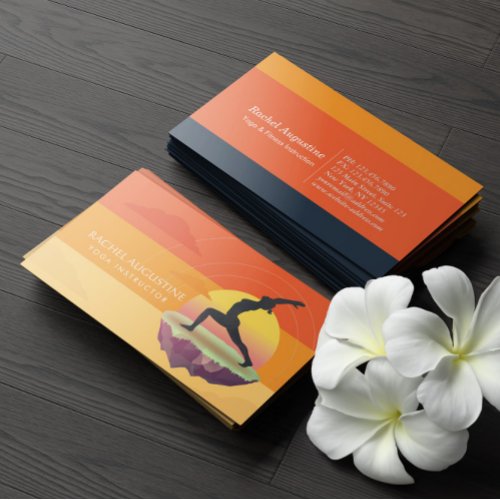 Yoga Instructor Meditation Pose Sun Flying Island Business Card