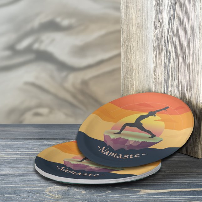 Yoga Instructor Meditation Pose Sun Flying Island Paper Plates (Creator Uploaded)