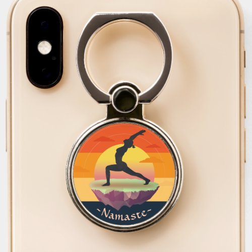 Yoga Instructor Meditation Pose Sun Flying Island Phone Ring Stand