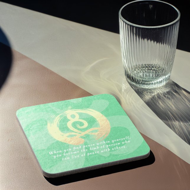 Yoga Instructor Meditation Pose Zen OM Sign Quotes Beverage Coaster (Creator Uploaded)