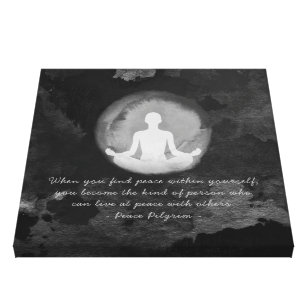 Yoga Instructor Meditation Pose Zen Symbol Quotes Canvas Print