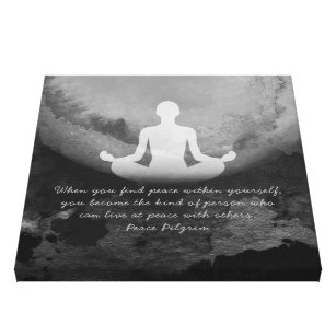 Yoga Instructor Meditation Pose Zen Symbol Quotes  Canvas Print