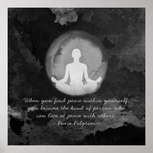 Yoga Instructor Meditation Pose Zen Symbol Quotes Poster